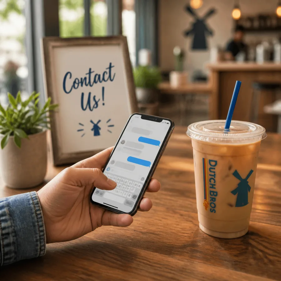 Send a message to Dutch Bros Menu Hub team with coffee on desk